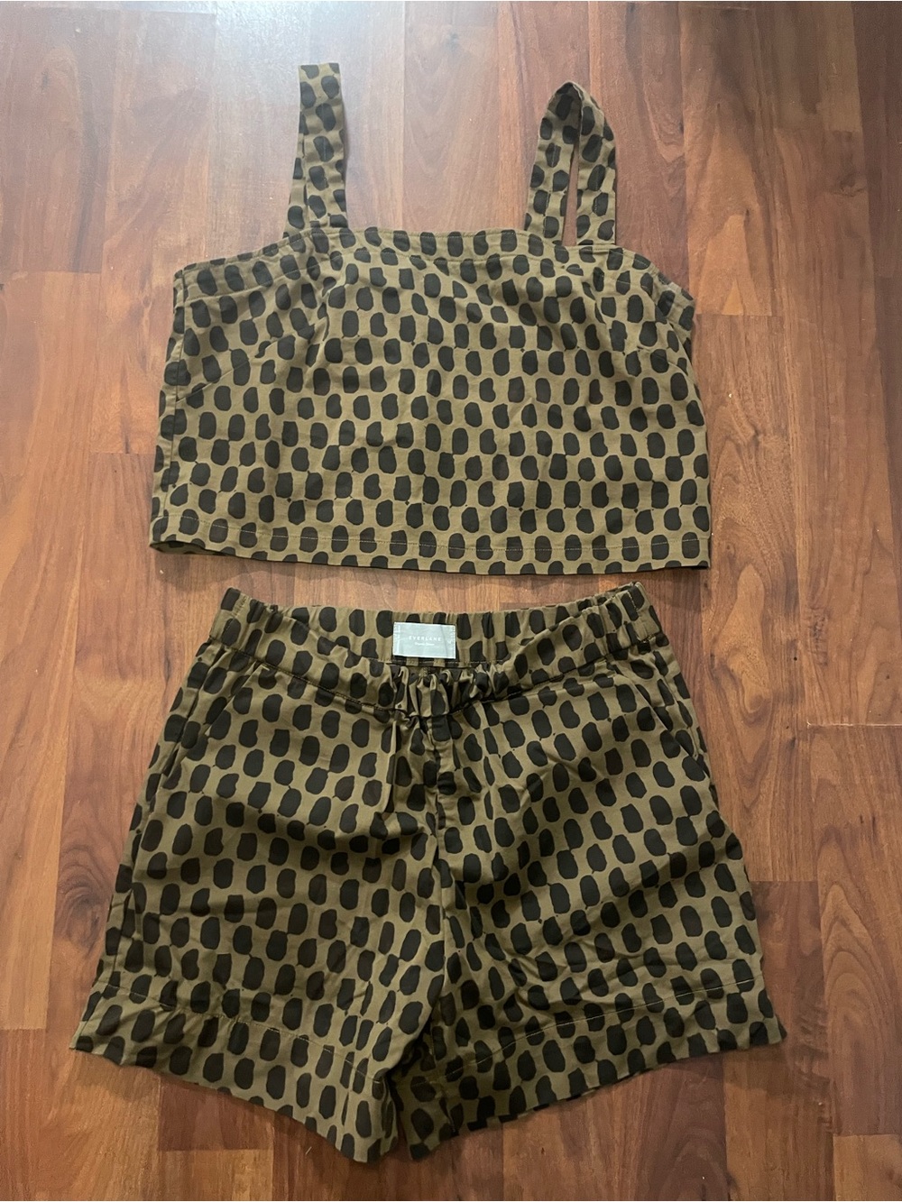 Everlane Organic Cotton Leopard Print 2-Piece Set | Top size 16 + Shorts size 14 - Picture 4 of 9